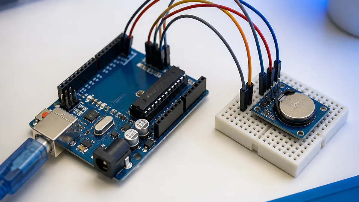 [Interfacing DS1307 RTC Module with Arduino](https://circuitdigest.com/microcontroller-projects/interfacing-ds1307-rtc-module-with-arduino) — Arduino UNO tutorial cover image