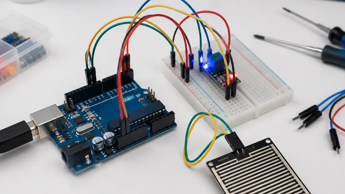Rain Detection Sensor with Arduino — Arduino UNO tutorial cover image