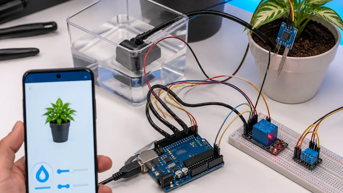 Remote Plant Watering System via Mobile App β Arduino UNO tutorial cover image