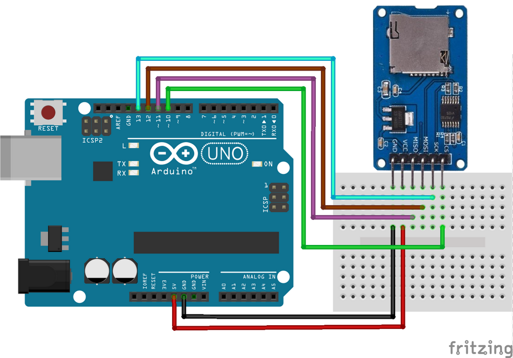 Arduino Micro SD Card Module Project — wiring diagram